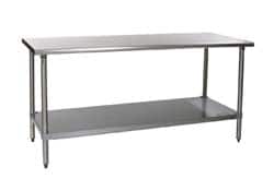 Eagle MHC - 60 Wide x 30" Deep x 34-1/2" High, Stainless Steel Work Table - Rolled Edge, Fixed Legs - Exact Tooling