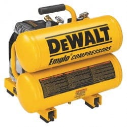 DeWALT - 1.1 HP, 3.2 CFM at 100 psi Dewalt Twin Stack Compressor - 4 Gallon Tank, 15 Amp, 125 Max psi, 120V - Exact Tooling