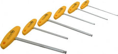 Wiha - 6 Piece T-Handle Ball End Hex Key Set - Hex Range 5/32 to 3/8", Chrome Vanadium Molybdenum - Exact Tooling