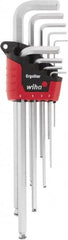 Wiha - 9 Piece L-Key Ball End Hex Key Set - Hex Range 1.5 to 10mm - Exact Tooling