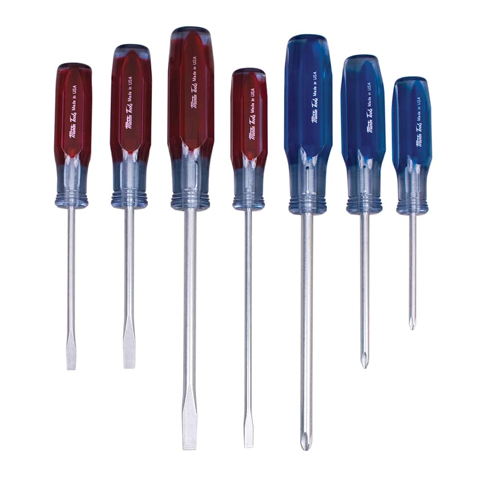 Martin Tools - Screwdriver Sets; Screwdriver Types Included: Philips; Round ; Number of Pieces: 7.000 ; Phillips Size Range: #1, #2, #3 ; Case Type: Plastic Pouch ; Handle Type: Acetate - Exact Tooling