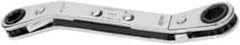 Proto - 1/2" x 9/16" 6 Point Reversible Ratcheting Offset Box Wrench - Double End, 1" Head Diam x 1/2" Head Thickness, 6-13/16" OAL, Steel, Polished Finish, 25° Offset - Exact Tooling