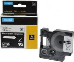 Rhino - 216" Long, White Permanent Polyester Tape Permanent Polyester Tape - For DYMO Brand Labeling Equipment Designed for "D1" Tapes (Check Width Compatibility) - Exact Tooling