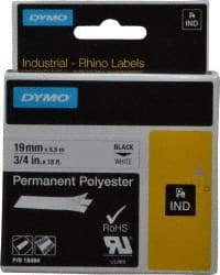 Rhino - 216" Long, White Permanent Polyester Tape Permanent Polyester Tape - For DYMO Brand Labeling Equipment Designed for "D1" Tapes (Check Width Compatibility) - Exact Tooling