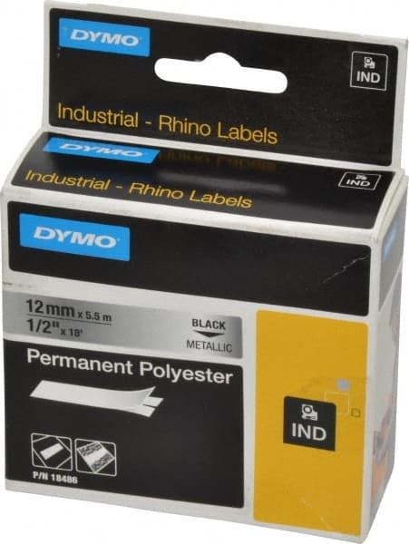 Rhino - 216" Long, Metallized Silver Polyester Metallized Tape - For DYMO Brand Labeling Equipment Designed for "D1" Tapes (Check Width Compatibility) - Exact Tooling