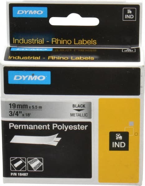 Rhino - 216" Long, Metallized Silver Polyester Metallized Tape - For DYMO Brand Labeling Equipment Designed for "D1" Tapes (Check Width Compatibility) - Exact Tooling