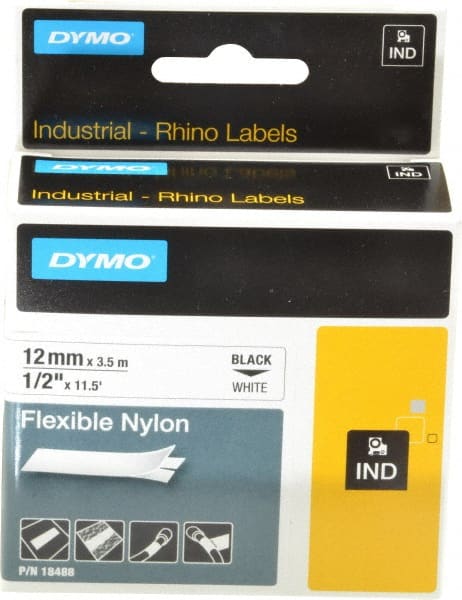 Rhino - 138" Long, White Nylon Flexible Tape - For DYMO Brand Labeling Equipment Designed for "D1" Tapes (Check Width Compatibility) - Exact Tooling