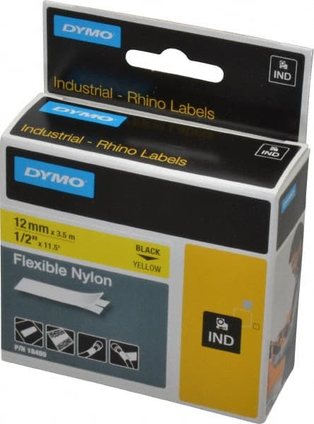 Rhino - 138" Long, Yellow Nylon Flexible Tape - For DYMO Brand Labeling Equipment Designed for "D1" Tapes (Check Width Compatibility) - Exact Tooling