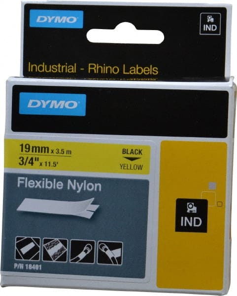 Rhino - 138" Long, Yellow Nylon Flexible Tape - For DYMO Brand Labeling Equipment Designed for "D1" Tapes (Check Width Compatibility) - Exact Tooling