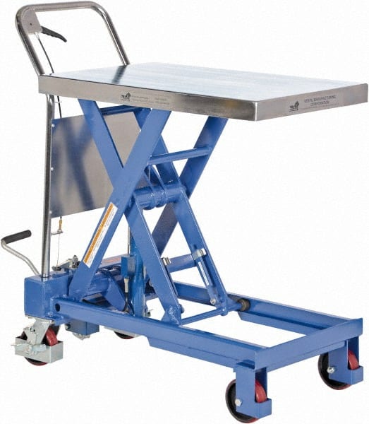 Vestil - 750 Lb Capacity Manual Scissor Elevating Cart - 15-1/2" to 35-1/2" Lift Height, 32" Platform Length x 19-3/4" Platform Width - Exact Tooling