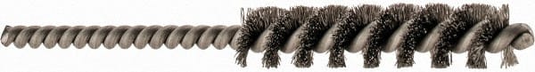 Brush Research Mfg. - 5/16" Diam Helical Stainless Steel Tube Brush - 0.004" Filament Diam, 1-1/2" Brush Length, 3" OAL, 1/8" Diam Shank - Exact Tooling