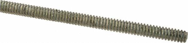 Value Collection - #6-32 UNC (Coarse), 2' Long, Low Carbon Steel Threaded Rod - Zinc-Plated Finish, Right Hand Thread - Exact Tooling