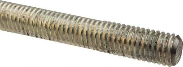 Made in USA - 1/2-13 UNC (Coarse), 2' Long, Low Carbon Steel Threaded Rod - Zinc-Plated Finish, Right Hand Thread - Exact Tooling