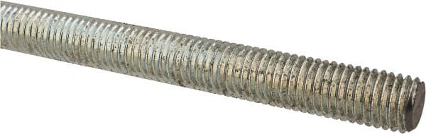 Made in USA - 5/8-11 UNC (Coarse), 2' Long, Low Carbon Steel Threaded Rod - Zinc-Plated Finish, Right Hand Thread - Exact Tooling