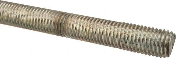 Made in USA - 3/4-10 UNC (Coarse), 2' Long, Low Carbon Steel Threaded Rod - Zinc-Plated Finish, Right Hand Thread - Exact Tooling