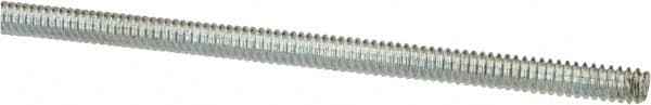 Value Collection - #6-32 UNC (Coarse), 3' Long, Low Carbon Steel Threaded Rod - Zinc-Plated Finish, Right Hand Thread - Exact Tooling