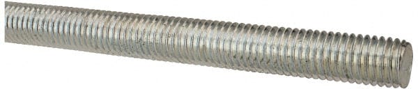 Made in USA - 9/16-12 UNC (Coarse), 3' Long, Low Carbon Steel Threaded Rod - Zinc-Plated Finish, Right Hand Thread - Exact Tooling