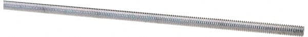 Value Collection - #8-32 UNC (Coarse), 6' Long, Low Carbon Steel Threaded Rod - Zinc-Plated Finish, Right Hand Thread - Exact Tooling