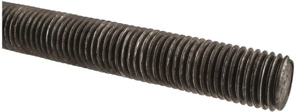Made in USA - 7/8-9 UNC (Coarse), 2' Long, Low Carbon Steel Threaded Rod - Oil Finish Finish, Right Hand Thread - Exact Tooling