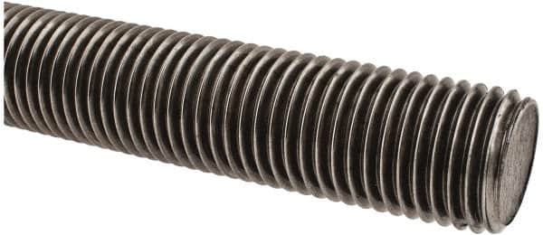 Made in USA - 1-1/4-7 UNC (Coarse), 2' Long, Low Carbon Steel Threaded Rod - Oil Finish Finish, Right Hand Thread - Exact Tooling