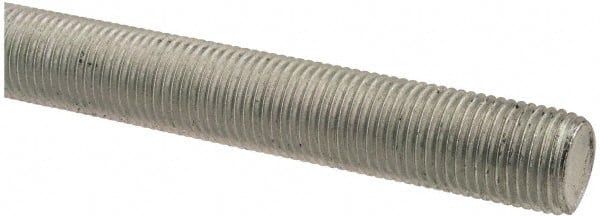 Made in USA - 1/2-20 UNF (Fine), 2' Long, Low Carbon Steel Threaded Rod - Zinc-Plated Finish, Right Hand Thread - Exact Tooling