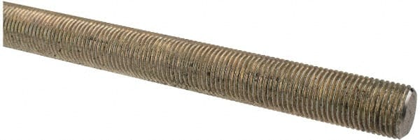 Made in USA - 9/16-18 UNF (Fine), 2' Long, Low Carbon Steel Threaded Rod - Zinc-Plated Finish, Right Hand Thread - Exact Tooling