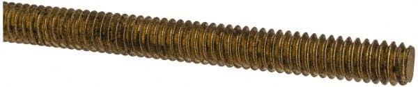 Made in USA - 1/4-20 UNC (Coarse), 2' Long, Brass Threaded Rod - Right Hand Thread - Exact Tooling