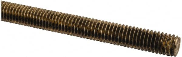 Made in USA - 3/8-16 UNC (Coarse), 2' Long, Brass Threaded Rod - Right Hand Thread - Exact Tooling