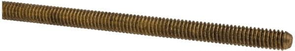Made in USA - #8-32 UNC (Coarse), 3' Long, Brass Threaded Rod - Right Hand Thread - Exact Tooling