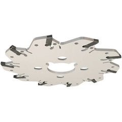 Iscar - Arbor Hole Connection, 0.132" Cutting Width, 1.53" Depth of Cut, 6.3" Cutter Diam, 1-1/2" Hole Diam, 10 Tooth Indexable Slotting Cutter - GM Toolholder, GIM, GIMY, GIP Insert, Right Hand Cutting Direction - Exact Tooling