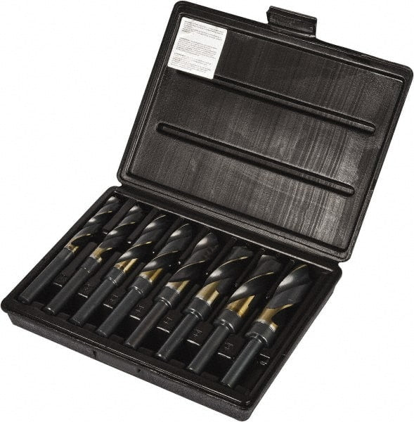 Precision Twist Drill - 9/16 to 1", 118° Point, Oxide/Gold Finish, Cobalt Reduced Shank Drill Bit Set - Exact Tooling