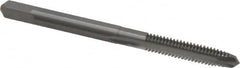 Made in USA - #8-32 UNC, 2 Flute, Bright Finish, Solid Carbide Spiral Point Tap - Plug Chamfer, Right Hand Thread, 2-1/8" OAL, 3/4" Thread Length, 0.168" Shank Diam, 2B Class of Fit - Exact Tooling