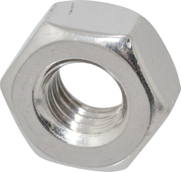 Value Collection - 5/16-18 UNC Stainless Steel Right Hand Heavy Hex Nut - 9/16" Across Flats, 19/64" High, Uncoated - Exact Tooling