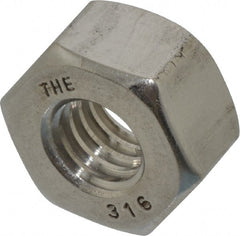 Value Collection - 3/8-16 UNC Stainless Steel Right Hand Heavy Hex Nut - 11/16" Across Flats, 23/64" High, Uncoated - Exact Tooling