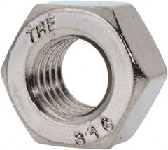 Value Collection - 7/16-14 UNC Stainless Steel Right Hand Heavy Hex Nut - 3/4" Across Flats, 27/64" High, Uncoated - Exact Tooling