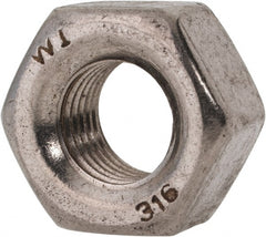 Value Collection - 7/16-20 UNF Stainless Steel Right Hand Heavy Hex Nut - 3/4" Across Flats, 27/64" High, Uncoated - Exact Tooling