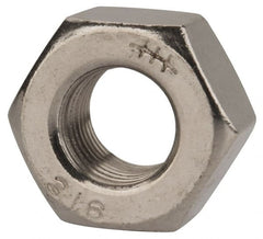 Value Collection - 1/2-20 UNF Stainless Steel Right Hand Heavy Hex Nut - 7/8" Across Flats, 31/64" High, Uncoated - Exact Tooling