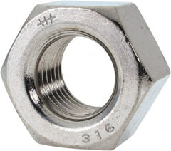 Value Collection - 7/8-9 UNC Stainless Steel Right Hand Heavy Hex Nut - 1-7/16" Across Flats, 55/64" High, Uncoated - Exact Tooling