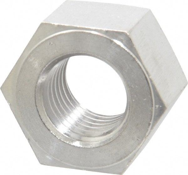 Value Collection - 1-8 UNC Stainless Steel Right Hand Heavy Hex Nut - 1-5/8" Across Flats, 63/64" High, Uncoated - Exact Tooling