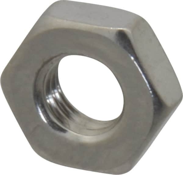 Value Collection - 1/4-28 UNF Stainless Steel Right Hand Hex Jam Nut - 7/16" Across Flats, 5/32" High, Uncoated - Exact Tooling