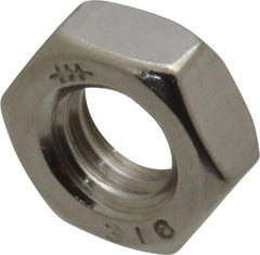 Value Collection - 5/16-18 UNC Stainless Steel Right Hand Hex Jam Nut - 1/2" Across Flats, 3/16" High, Uncoated - Exact Tooling