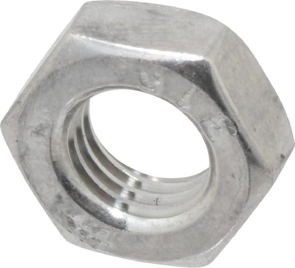 Value Collection - 5/16-24 UNF Stainless Steel Right Hand Hex Jam Nut - 1/2" Across Flats, 3/16" High, Uncoated - Exact Tooling