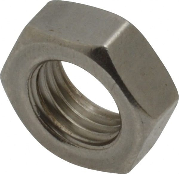 Value Collection - 3/8-24 UNF Stainless Steel Right Hand Hex Jam Nut - 9/16" Across Flats, 7/32" High, Uncoated - Exact Tooling