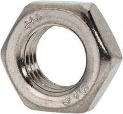 Value Collection - 7/16-20 UNF Stainless Steel Right Hand Hex Jam Nut - 11/16" Across Flats, 1/4" High, Uncoated - Exact Tooling