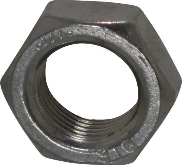 Value Collection - 3/4-16 UNF Stainless Steel Right Hand Hex Jam Nut - 1-1/8" Across Flats, 27/64" High, Uncoated - Exact Tooling