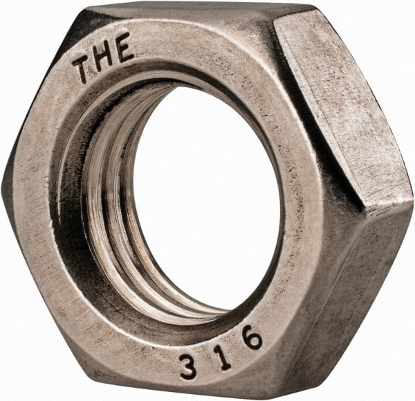 Value Collection - 7/8-9 UNC Stainless Steel Right Hand Hex Jam Nut - 1-5/16" Across Flats, 31/64" High, Uncoated - Exact Tooling