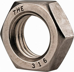 Value Collection - 7/8-9 UNC Stainless Steel Right Hand Hex Jam Nut - 1-5/16" Across Flats, 31/64" High, Uncoated - Exact Tooling