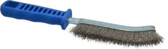 JAZ USA - Stainless Steel Crimped Wire Scratch Brush - 5" Brush Length x 5" Brush Width, 10" OAL, 1-1/8" Trim Length, Plastic Handle - Exact Tooling