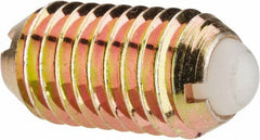 Vlier - M10x1.5, 6mm Ball Diam, 19mm Body Length, 2.01mm Max Ball Reach, Threaded Ball Plunger - Steel Body, Nylon Ball, 13.49 Lb Initial End Force, 20.23 Lb Final End Force - Exact Tooling