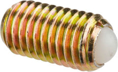 Vlier - M12x1.75, 8mm Ball Diam, 22mm Body Length, 2.5mm Max Ball Reach, Threaded Ball Plunger - Steel Body, Nylon Ball, 16.86 Lb Initial End Force, 25.85 Lb Final End Force - Exact Tooling